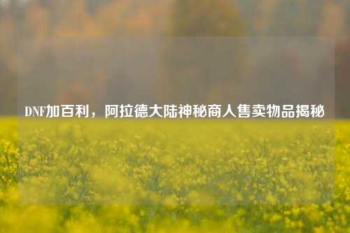DNF加百利，阿拉德大陆神秘商人售卖物品揭秘