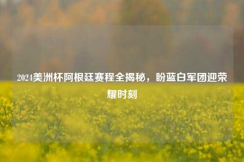 2024美洲杯阿根廷赛程全揭秘，盼蓝白军团迎荣耀时刻