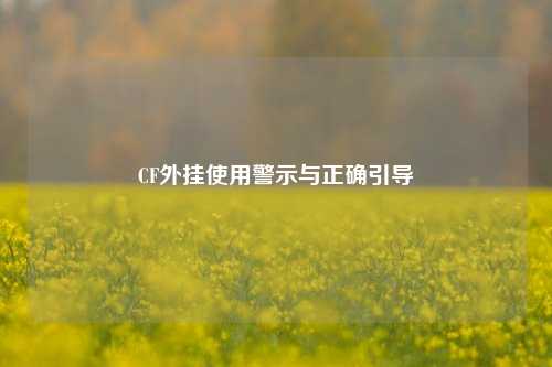 CF外挂使用警示与正确引导