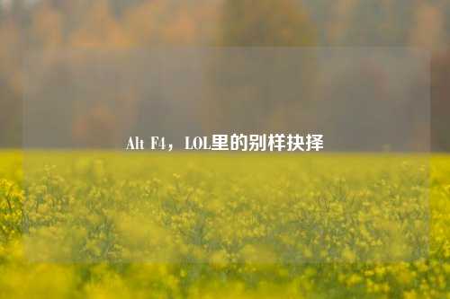 Alt F4,LOL里的别样抉择