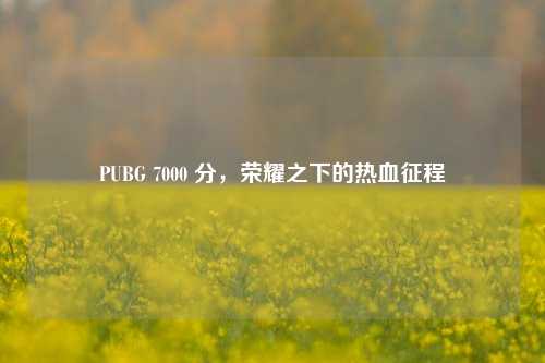 PUBG 7000 分，荣耀之下的热血征程