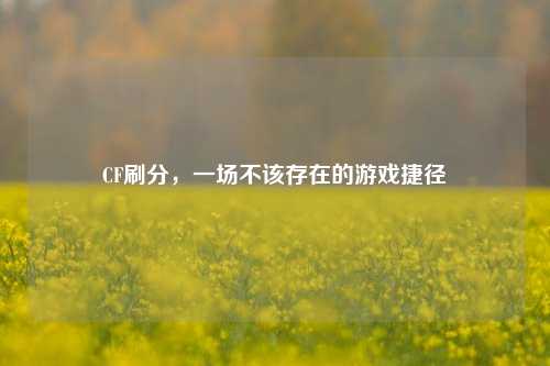CF刷分,一场不该存在的游戏捷径