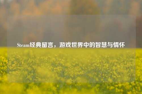 Steam经典留言，游戏世界中的智慧与情怀
