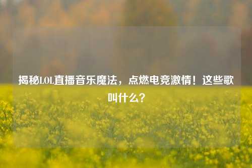 揭秘LOL直播音乐魔法,点燃电竞激情!这些歌叫什么?