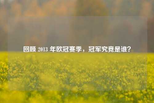 回顾 2013 年欧冠赛季，冠军究竟是谁？