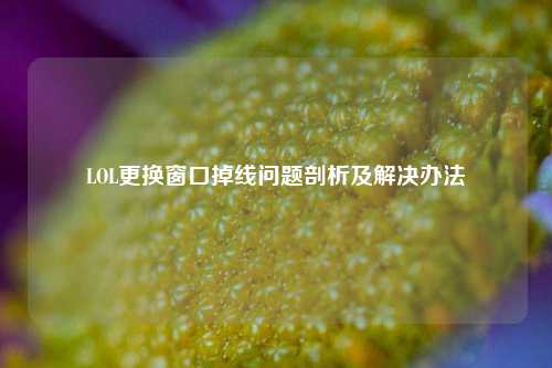 LOL更换窗口掉线问题剖析及解决办法
