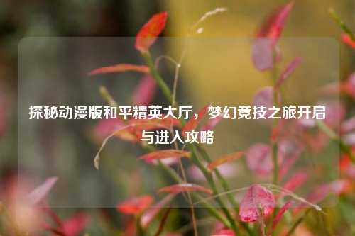 探秘动漫版和平精英大厅，梦幻竞技之旅开启与进入攻略