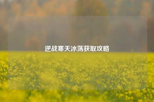 逆战寒天冰荡获取攻略