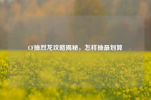 CF抽烈龙攻略揭秘,怎样抽最划算