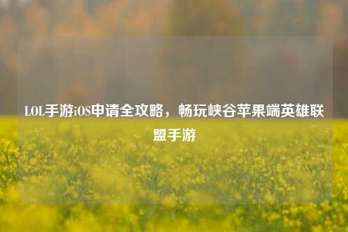 LOL手游iOS申请全攻略,畅玩峡谷苹果端英雄联盟手游
