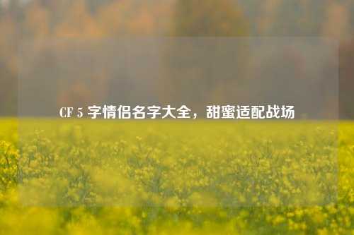 CF 5 字情侣名字大全,甜蜜适配战场