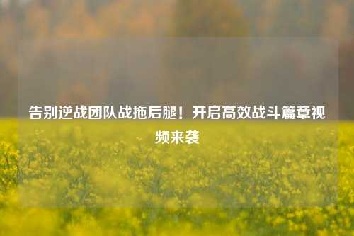 告别逆战团队战拖后腿!开启高效战斗篇章视频来袭