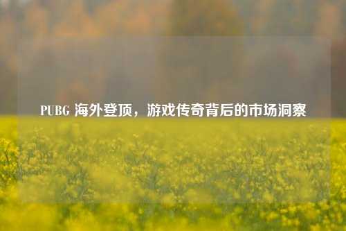 PUBG 海外登顶,游戏传奇背后的市场洞察