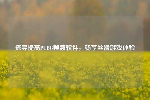 探寻提高PUBG帧数软件，畅享丝滑游戏体验