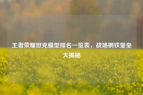 王者荣耀坦克模型排名一览表,战场钢铁堡垒大揭秘