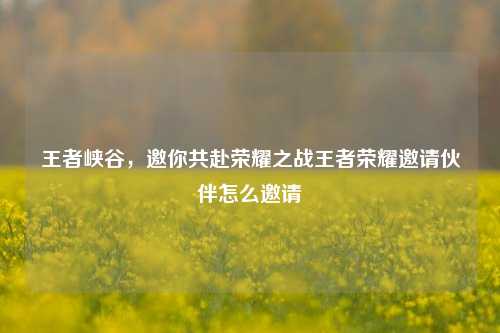 王者峡谷,邀你共赴荣耀之战王者荣耀邀请伙伴怎么邀请