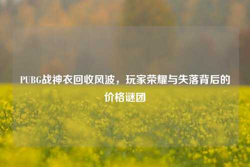 PUBG战神衣回收风波，玩家荣耀与失落背后的价格谜团