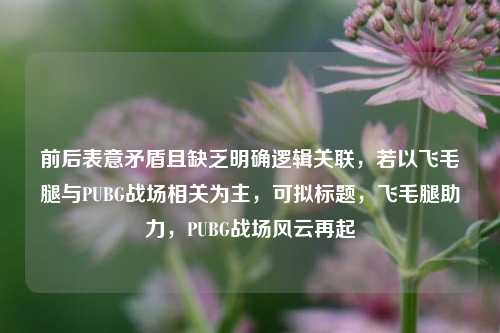 前后表意矛盾且缺乏明确逻辑关联,若以飞毛腿与PUBG战场相关为主,可拟标题,飞毛腿助力,PUBG战场风云再起