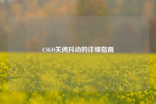 CSGO关闭抖动的详细指南