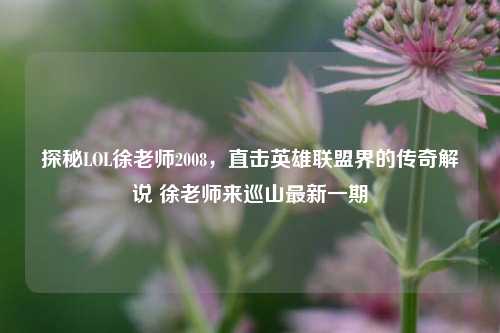 探秘LOL徐老师2008,直击英雄联盟界的传奇解说 徐老师来巡山最新一期