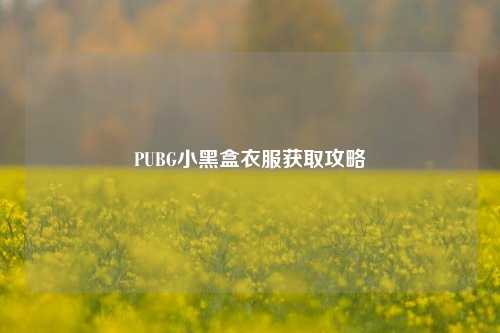 PUBG小黑盒衣服获取攻略