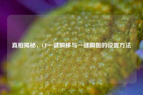 真相揭秘，CF一键瞬移与一键瞬狙的设置方法
