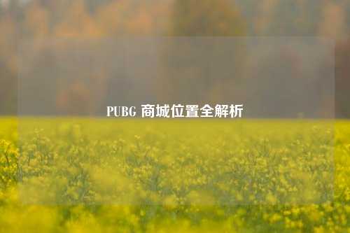 PUBG 商城位置全解析
