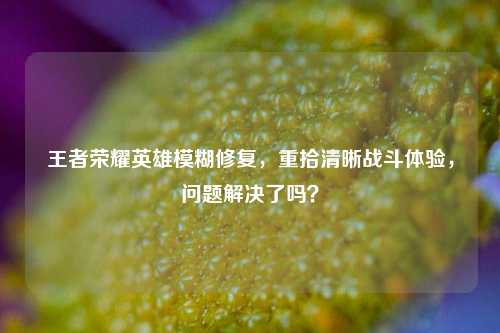 王者荣耀英雄模糊修复，重拾清晰战斗体验，问题解决了吗？