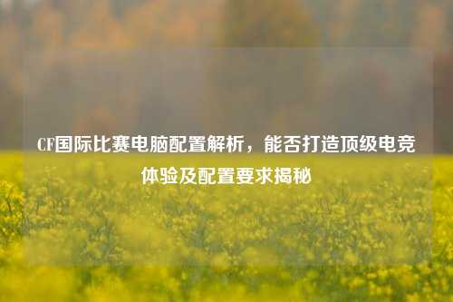 CF国际比赛电脑配置解析，能否打造顶级电竞体验及配置要求揭秘