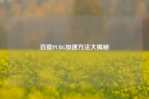 百度PUBG加速方法大揭秘