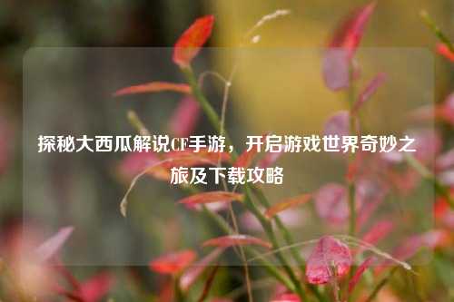 探秘大西瓜解说CF手游，开启游戏世界奇妙之旅及下载攻略