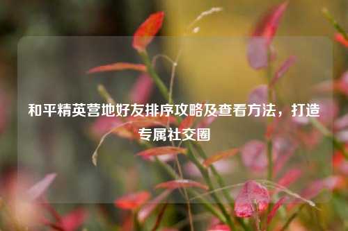 和平精英营地好友排序攻略及查看方法,打造专属社交圈