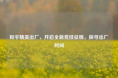 和平精英出厂,开启全新竞技征程,探寻出厂时间