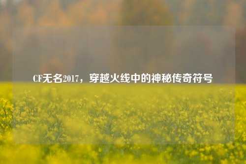 CF无名2017，穿越火线中的神秘传奇符号