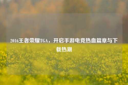 2016王者荣耀TGA,开启手游电竞热血篇章与下载热潮