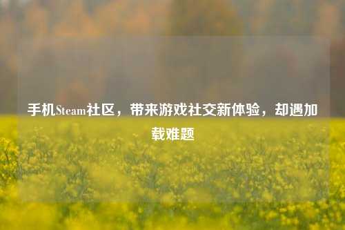 手机Steam社区，带来游戏社交新体验，却遇加载难题