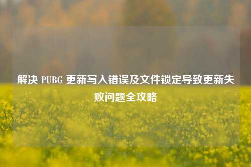 解决 PUBG 更新写入错误及文件锁定导致更新失败问题全攻略