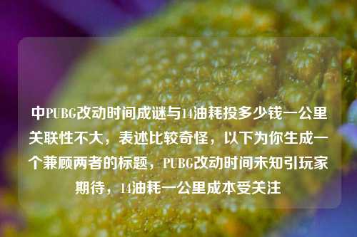 中PUBG改动时间成谜与14油耗投多少钱一公里关联性不大,表述比较奇怪,以下为你生成一个兼顾两者的标题,PUBG改动时间未知引玩家期待,14油耗一公里成本受关注