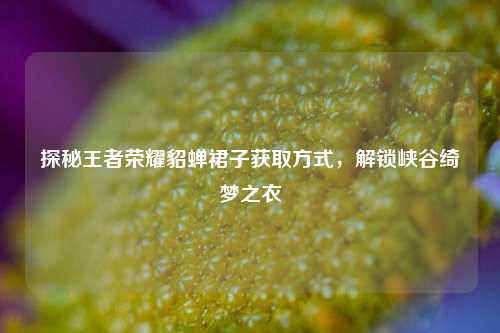 探秘王者荣耀貂蝉裙子获取方式，解锁峡谷绮梦之衣