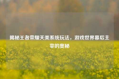 揭秘王者荣耀天美系统玩法,游戏世界幕后主宰的奥秘