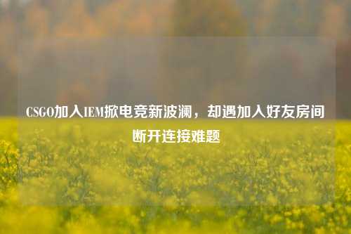 CSGO加入IEM掀电竞新波澜,却遇加入好友房间断开连接难题