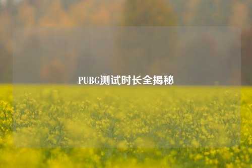 PUBG测试时长全揭秘
