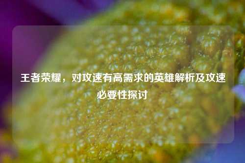王者荣耀,对攻速有高需求的英雄解析及攻速必要性探讨