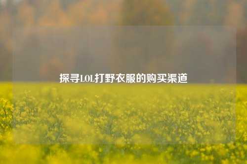 探寻LOL打野衣服的购买渠道