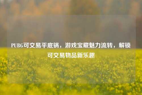 PUBG可交易平底锅,游戏宝藏魅力流转,解锁可交易物品新乐趣