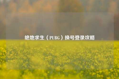 绝地求生（PUBG）换号登录攻略