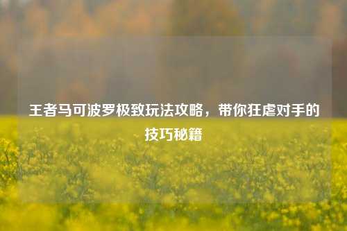 王者马可波罗极致玩法攻略，带你狂虐对手的技巧秘籍