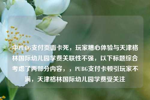 中PUBG支付页面卡死，玩家糟心体验与天津格林国际幼儿园学费关联性不强，以下标题综合考虑了两部分内容，，PUBG支付卡顿引玩家不满，天津格林国际幼儿园学费受关注