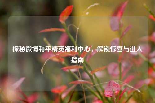 探秘微博和平精英福利中心，解锁惊喜与进入指南