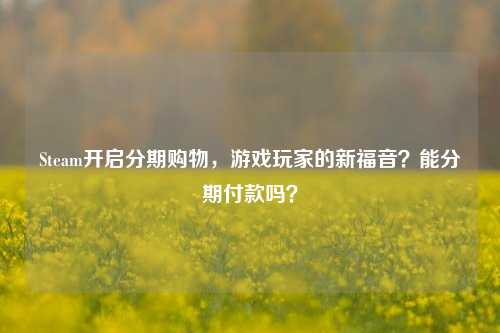Steam开启分期购物,游戏玩家的新福音?能分期付款吗?